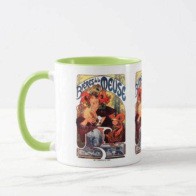 Alphonse Mucha , Bières de la Meuse , 1897 Mug (Left)