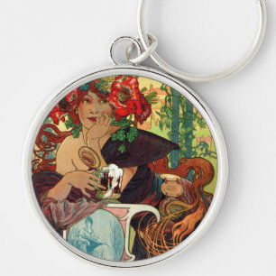Alphonse Mucha Bieres De La Meuse Key Ring