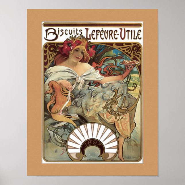 Alphonse Mucha Biscuits Cookies Vintage Ad  Poster (Front)