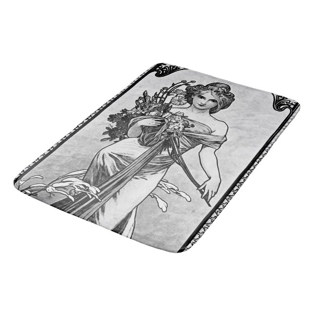 Alphonse Mucha Broken Blossoms Bath Mat (Angled)