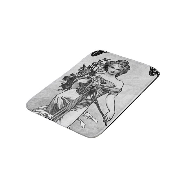 Alphonse Mucha Broken Blossoms Bath Mat (Angled)