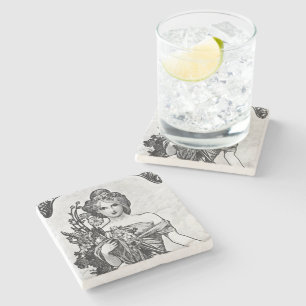 Alphonse Mucha Broken Blossoms Stone Coaster