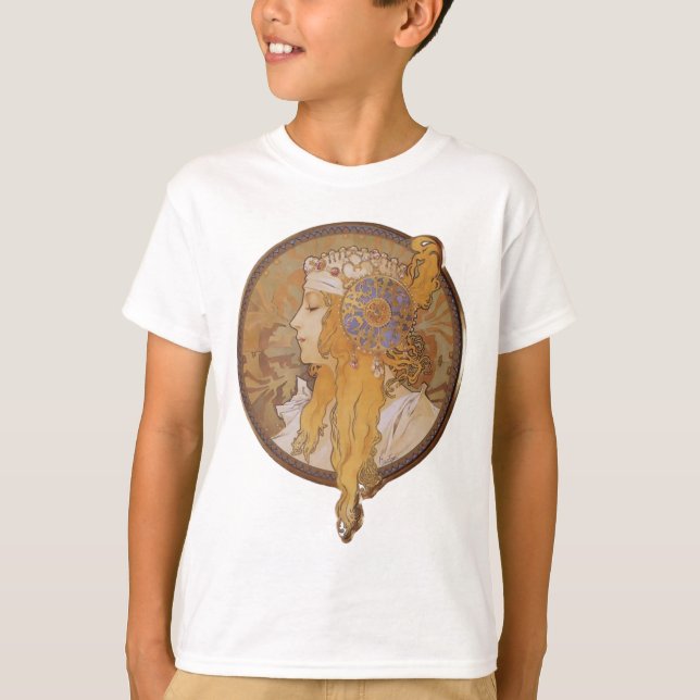Alphonse Mucha ~ Byzantine Head: The Blonde T-Shirt (Front)