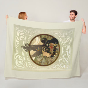 Alphonse Mucha - Byzantine Heads Brunette Fleece Blanket