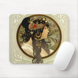 Alphonse Mucha - Byzantine Heads Brunette Mouse Pad