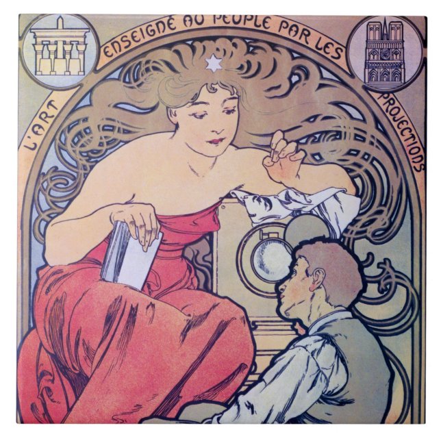 Alphonse Mucha Ceramic Tile (Front)