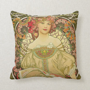 Alphonse Mucha - Champagne Cushion
