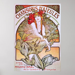 Alphonse Mucha. Chansons D 'Aieules, c.1898 Poster