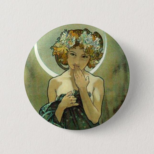 Alphonse Mucha Clair De Lune Button (Front)
