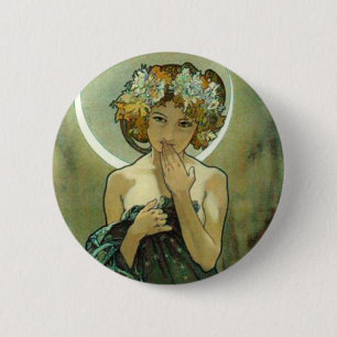 Alphonse Mucha Clair De Lune Button