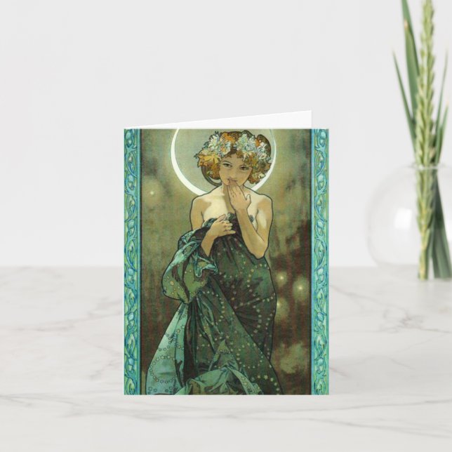 Alphonse Mucha Clair De Lune Note Card (Front)