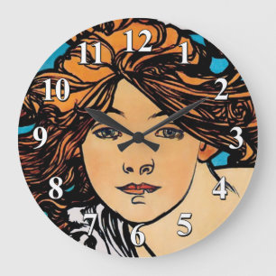 Alphonse Mucha - Cycles Perfecta Retro Art Nouveau Large Clock