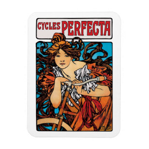 Alphonse Mucha - Cycles Perfecta Retro Art Nouveau Magnet