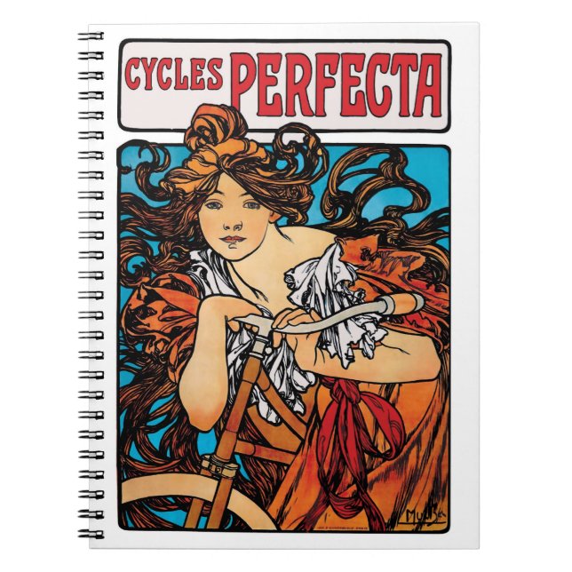Alphonse Mucha - Cycles Perfecta Retro Art Nouveau Notebook (Front)