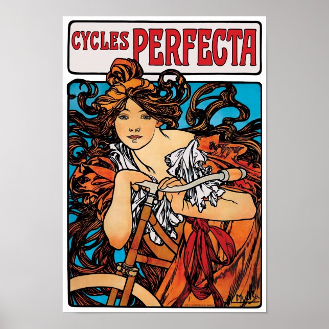 Alphonse Mucha - Cycles Perfecta Retro Art Nouveau Poster (Front)