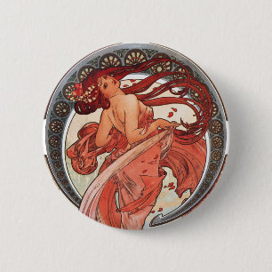Alphonse Mucha Dance 1898 Art Nouveau Vintage 6 Cm Round Badge