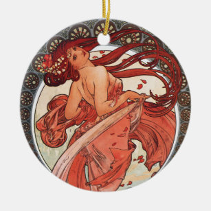 Alphonse Mucha Dance 1898 Art Nouveau Vintage Ceramic Ornament