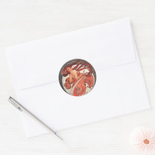 Alphonse Mucha Dance 1898 Art Nouveau Vintage Classic Round Sticker