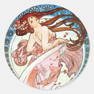 Alphonse Mucha Dance Classic Round Sticker
