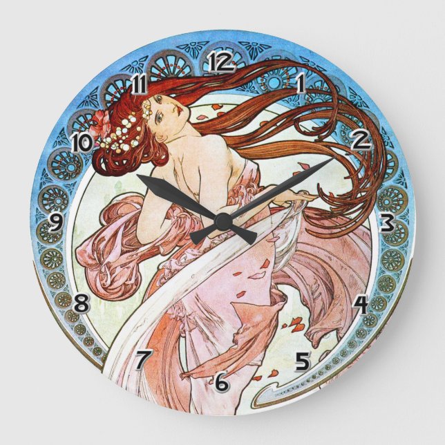 Alphonse Mucha Dance Large Clock (Front)