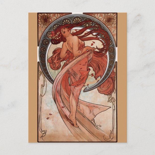 Alphonse Mucha, "Dance" Postcard (Front)