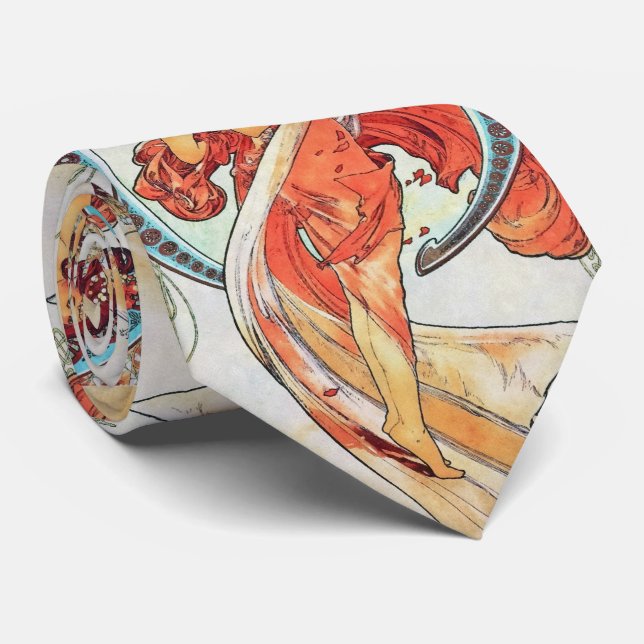 Alphonse Mucha Dance Vintage Art Nouveau Painting Tie (Rolled)