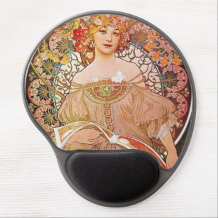 Alphonse Mucha Daydream Reverie Art Nouveau Lady Gel Mouse Pad