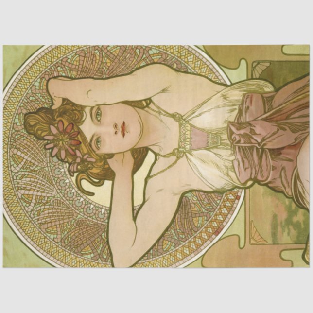 Alphonse Mucha Decoupage Tissue Paper Art Nouveau (Front)