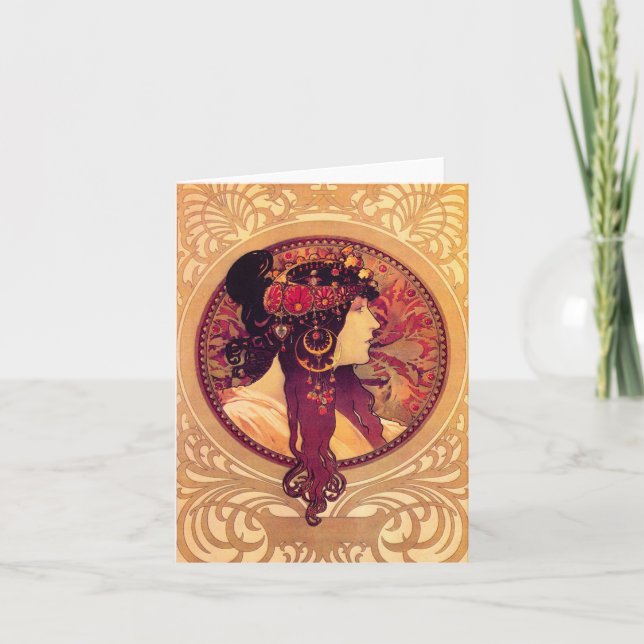 Alphonse Mucha Donna Orechini Note Card (Front)