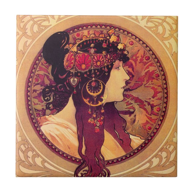 Alphonse Mucha Donna Orechini Tile (Front)