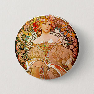 Alphonse Mucha Dreaming (Reverie) 6 Cm Round Badge