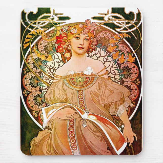 Alphonse Mucha Dreaming (Reverie) Mouse Pad (Front)