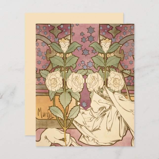 Alphonse Mucha Elegant Art Nouveau Stars Camellia  (Front/Back)
