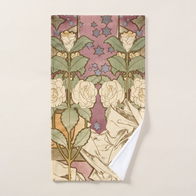 Alphonse Mucha Elegant Art Nouveau Stars Camellia  Bath Towel Set (Hand Towel)