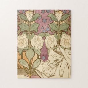 Alphonse Mucha Elegant Art Nouveau Stars Camellia  Jigsaw Puzzle