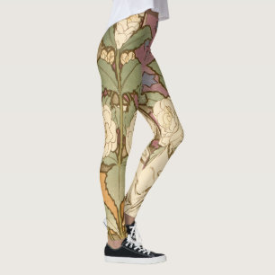Alphonse Mucha Elegant Art Nouveau Stars Camellia Leggings