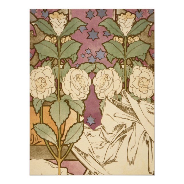 Alphonse Mucha Elegant Art Nouveau Stars Camellia  Poster (Front)