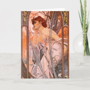 Alphonse Mucha Evening Reverie Greeting Card