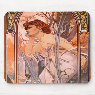 Alphonse Mucha Evening Reverie Mouse Pad