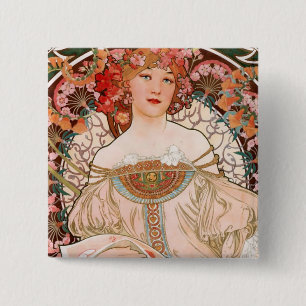 Alphonse Mucha F. Champenois 15 Cm Square Badge
