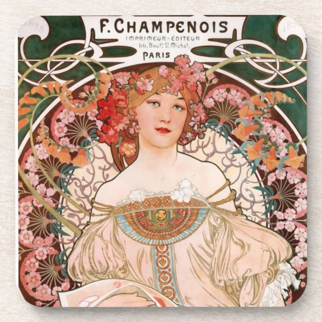 Alphonse Mucha F. Champenois Coaster (Front)