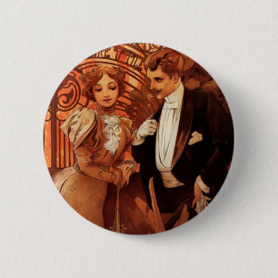 Alphonse Mucha Flirt Button