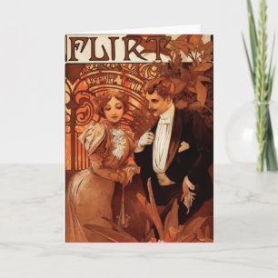 Alphonse Mucha Flirt Greeting Card