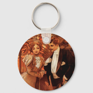 Alphonse Mucha Flirt Key Chain