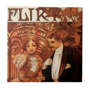 Alphonse Mucha Flirt Tile