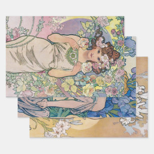 Alphonse Mucha, Flowers Wrapping Paper Sheet