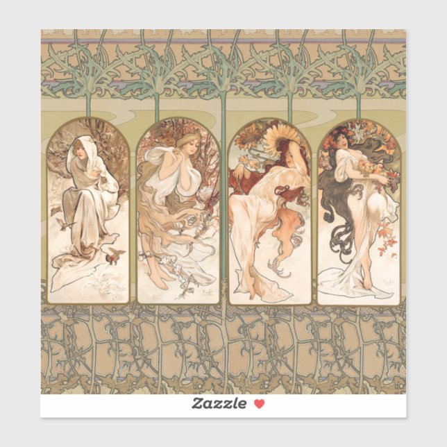 Alphonse Mucha Four Seasons 1897 Art Nouveau Panel (Sheet)