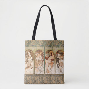 Alphonse Mucha Four Seasons 1897 Art Nouveau Panel Tote Bag