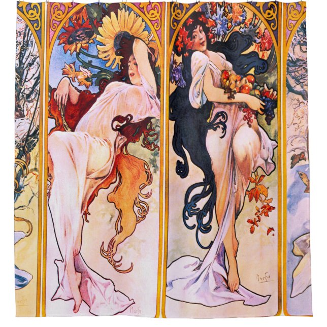 Alphonse Mucha - Four Seasons Shower Curtain (Front)