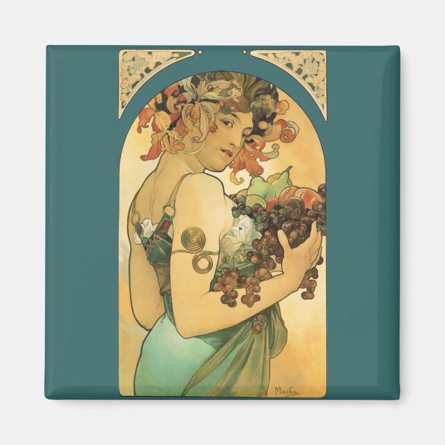 Alphonse Mucha ~ Fruit ( 1897 ) Magnet (Front)